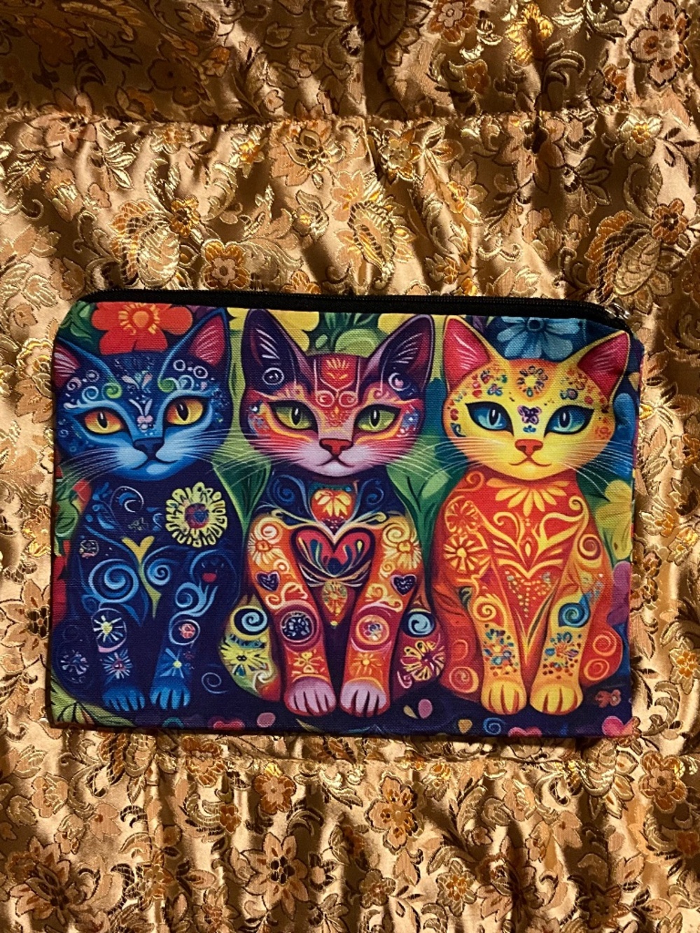Cute Cat Makeup Bag Pink Zipper Cosmetic Pouch